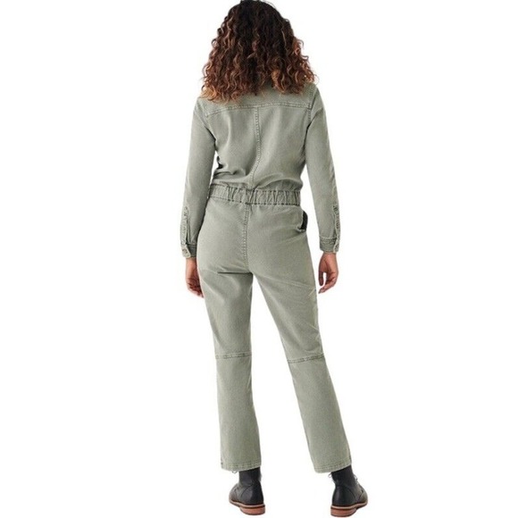 Faherty Womens Overland Twill Jumpsuit Small Olive Green Utility Flight FLAWED - Picture 10 of 16